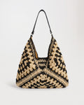 Handmade cutout straw shoulder bag with contrast weave — RABUKO