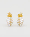 Pineapple Starfish Pearl Earrings in gold — front view, RABUKO