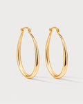Geometric Oval Earrings in gold — front view, RABUKO