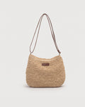 Raffia-Effect Tote Bag in beige — front view, RABUKO