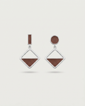 Asymmetric frosted heart earrings — front view, RABUKO