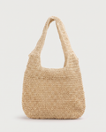 Large Woven Straw Bag in beige — front view, RABUKO