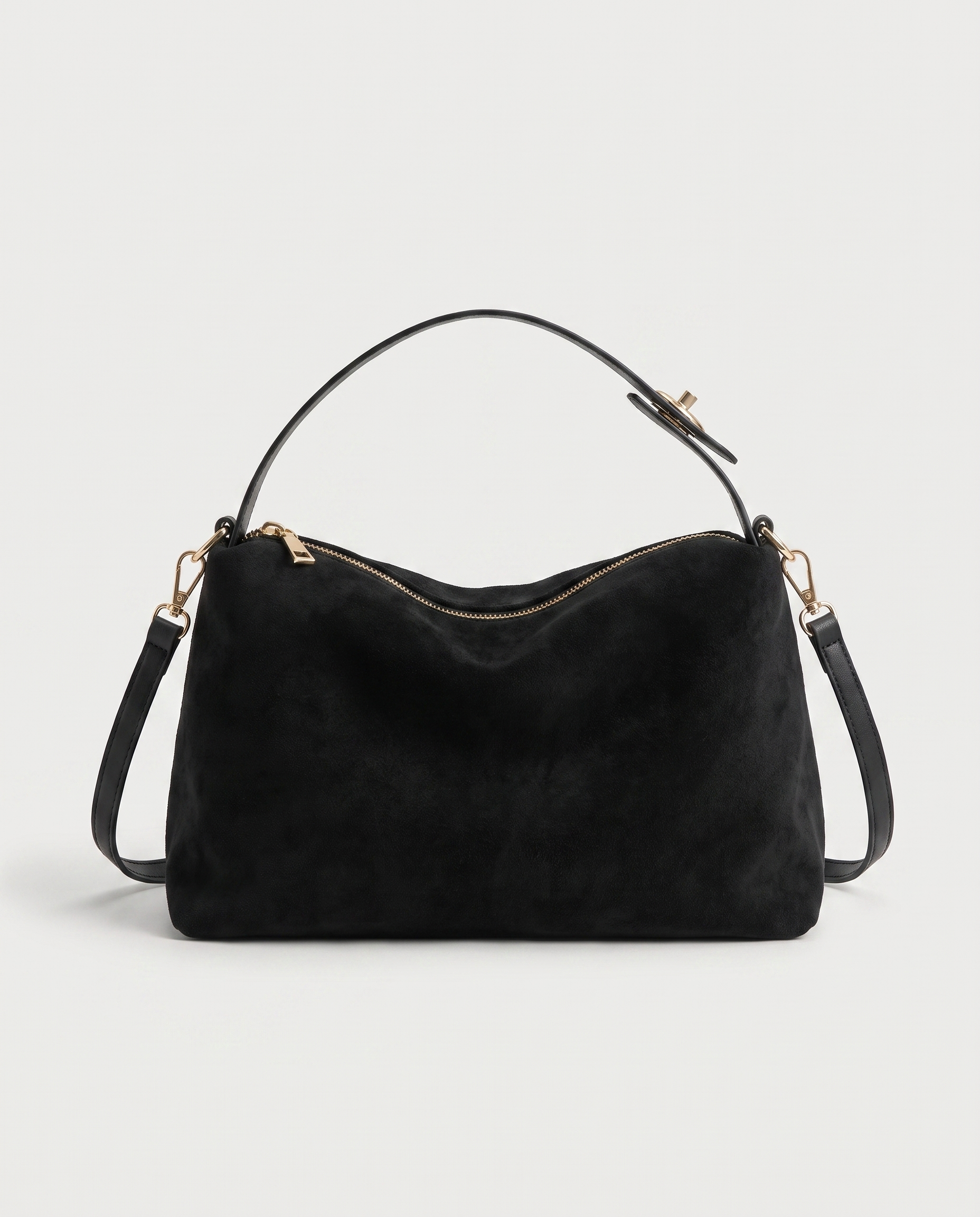 Boston Shoulder Bag in black — front view, RABUKO