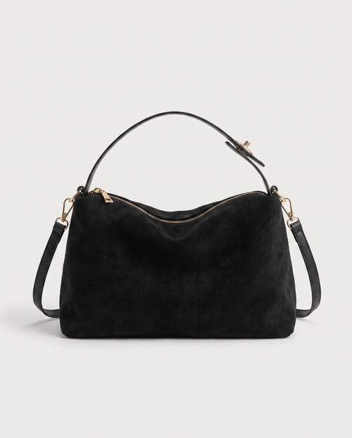 Boston Shoulder Bag in black — front view, RABUKO