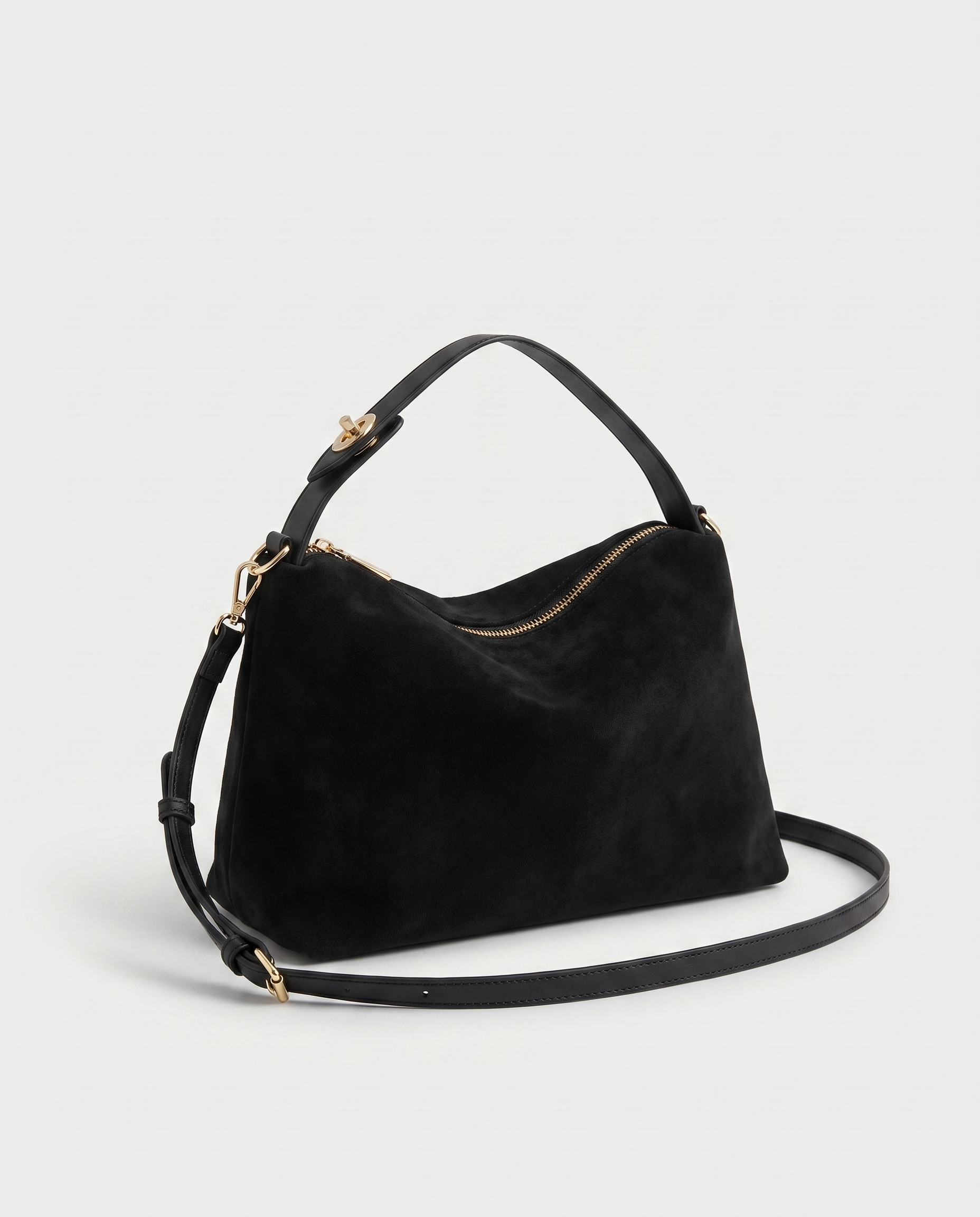Boston Shoulder Bag in black — three-quarter view, RABUKO
