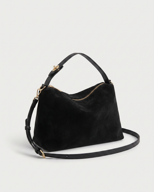 Boston Shoulder Bag in black — three-quarter view, RABUKO