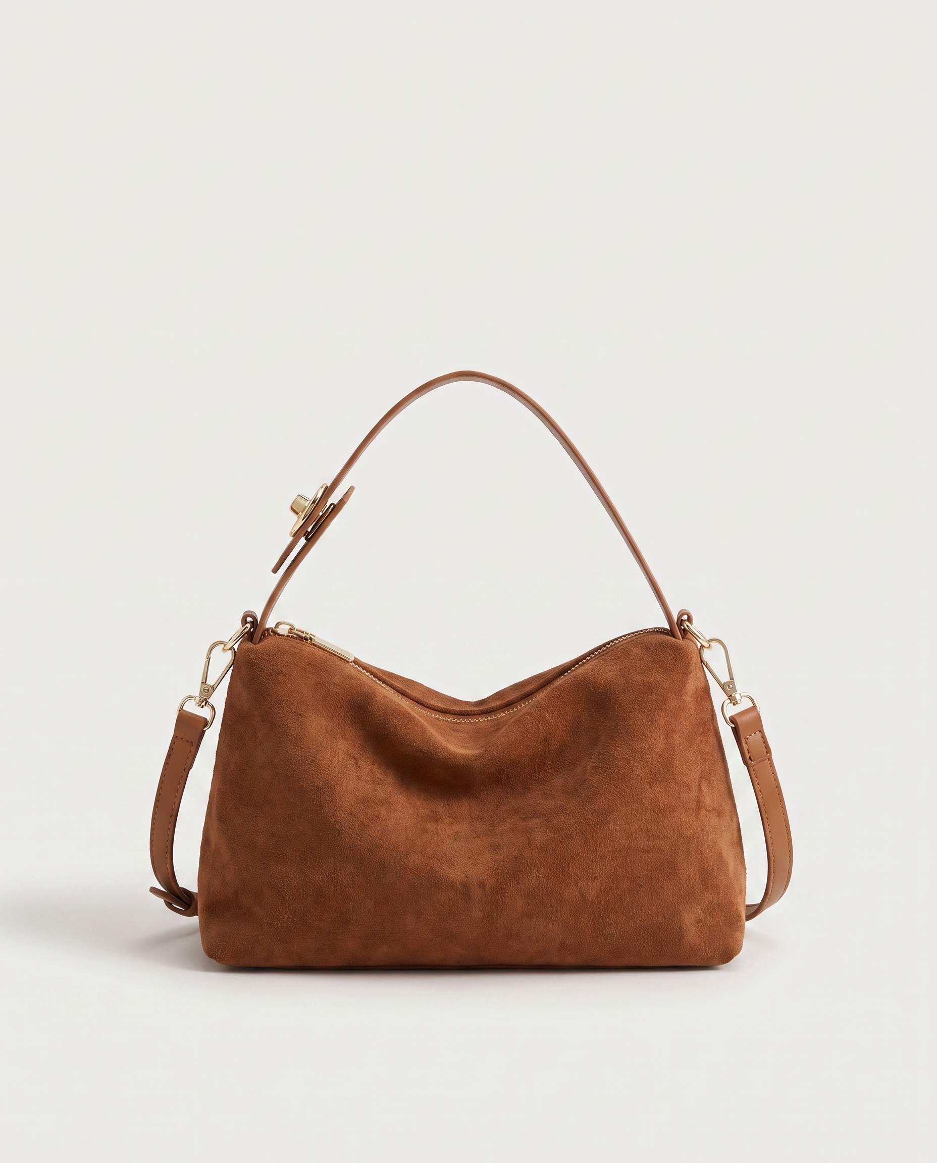 Boston Shoulder Bag in brown — front view, RABUKO