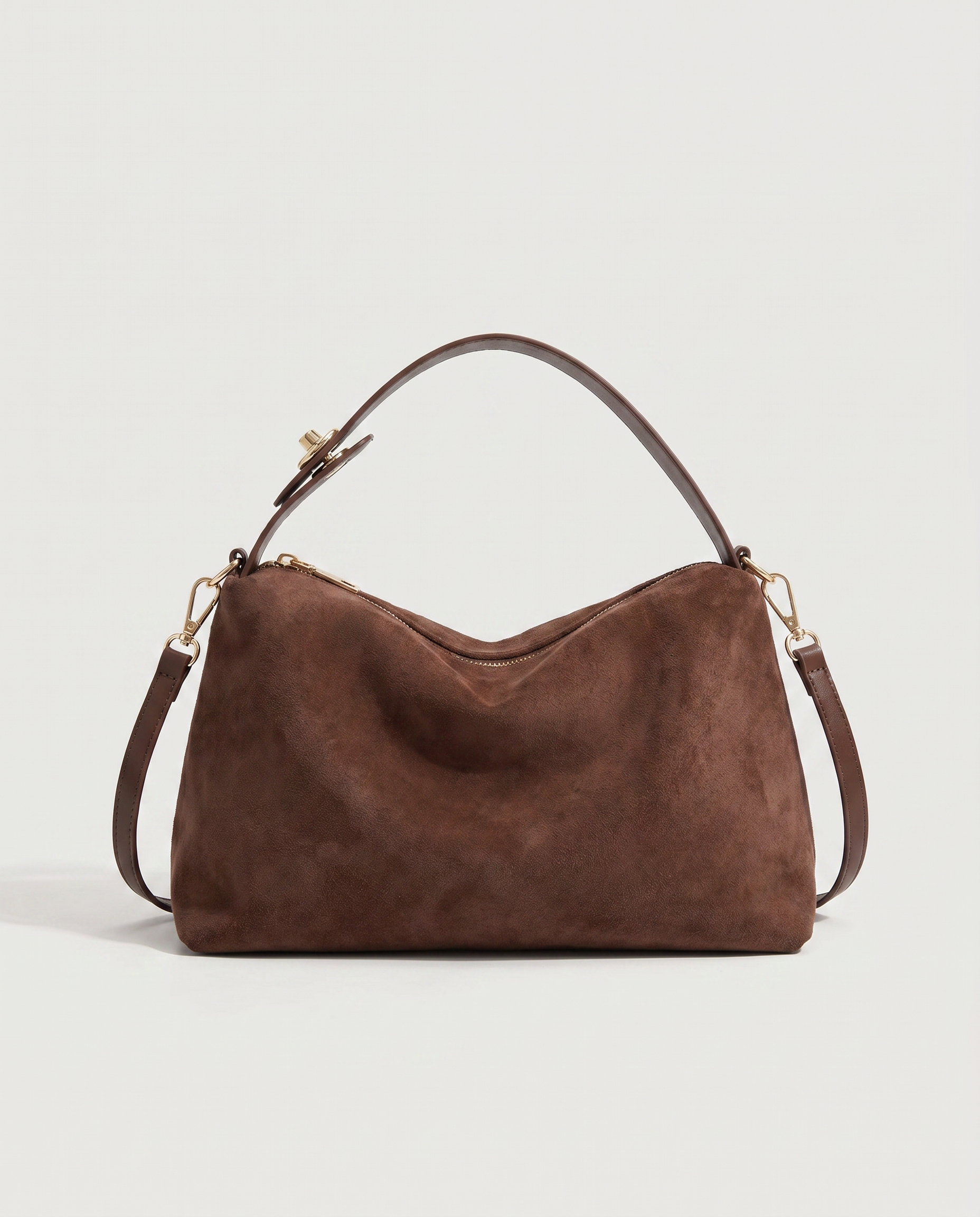 Boston Shoulder Bag in coffee — front view, RABUKO
