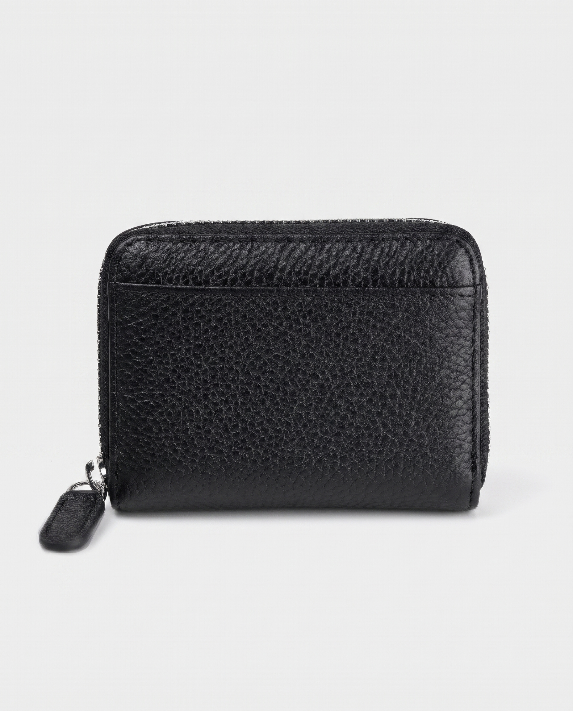 RFID Leather Card Wallet in black — front view, RABUKO