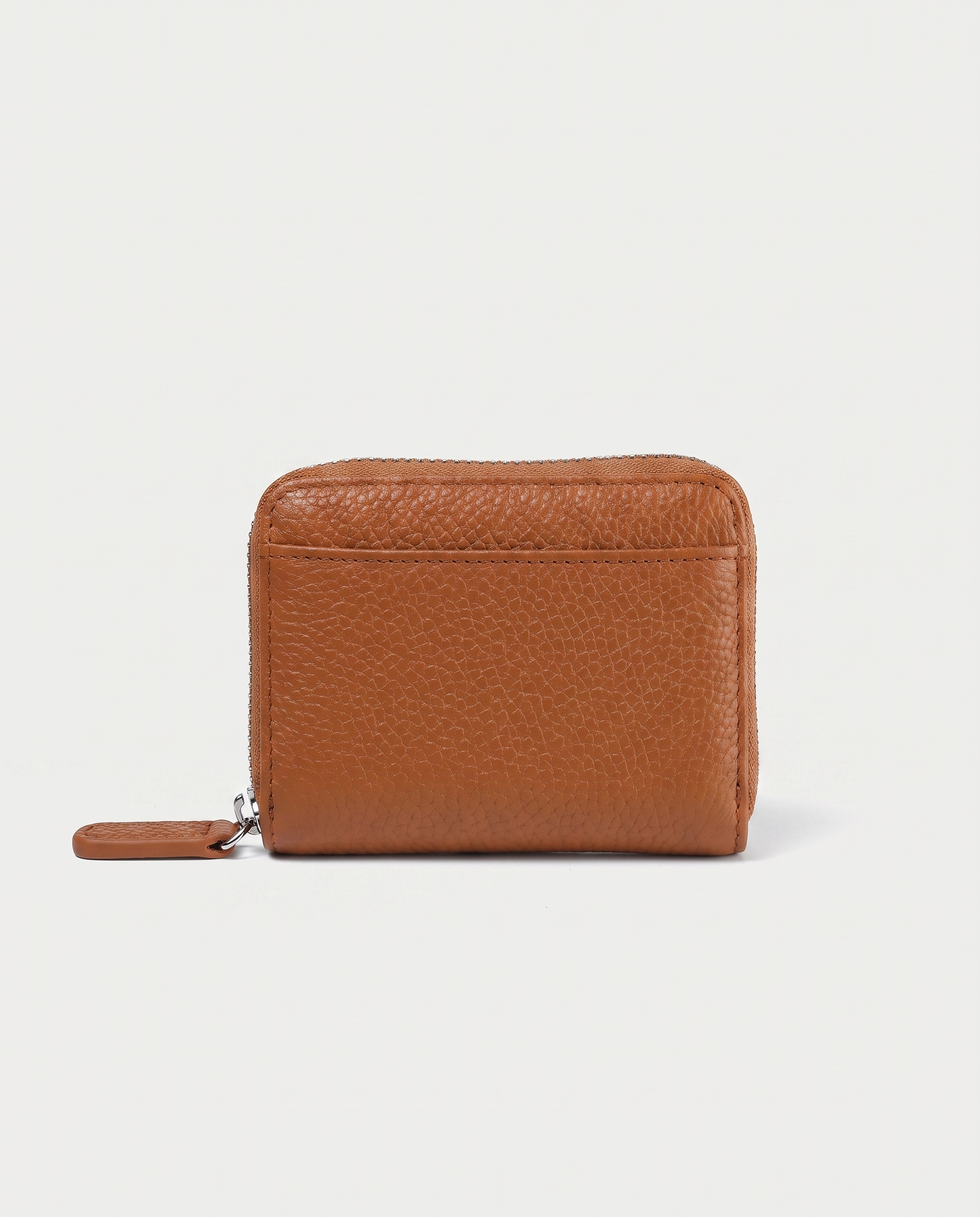 RFID Leather Card Wallet in brown — front view, RABUKO