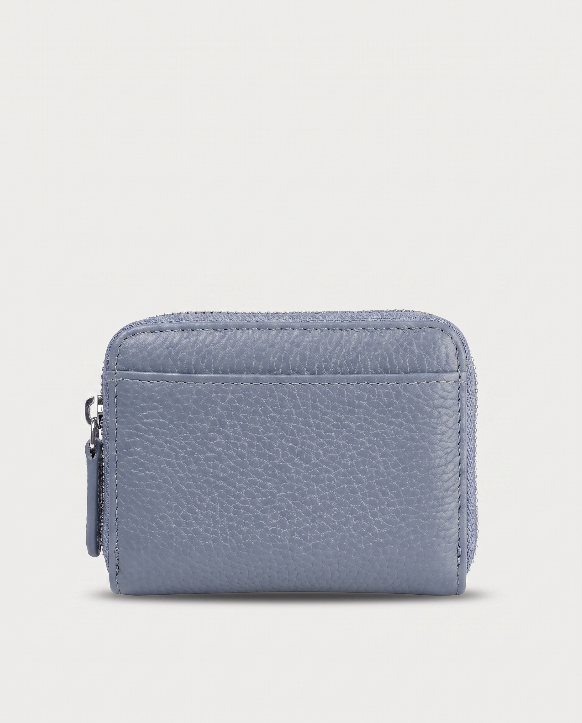 RFID Leather Card Wallet in blue — front view, RABUKO