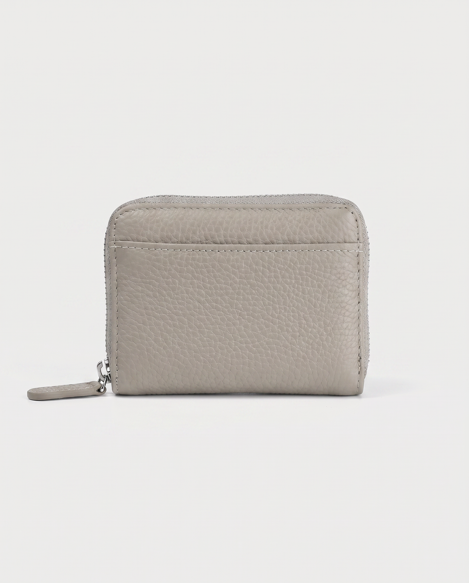 RFID Leather Card Wallet in gray — front view, RABUKO