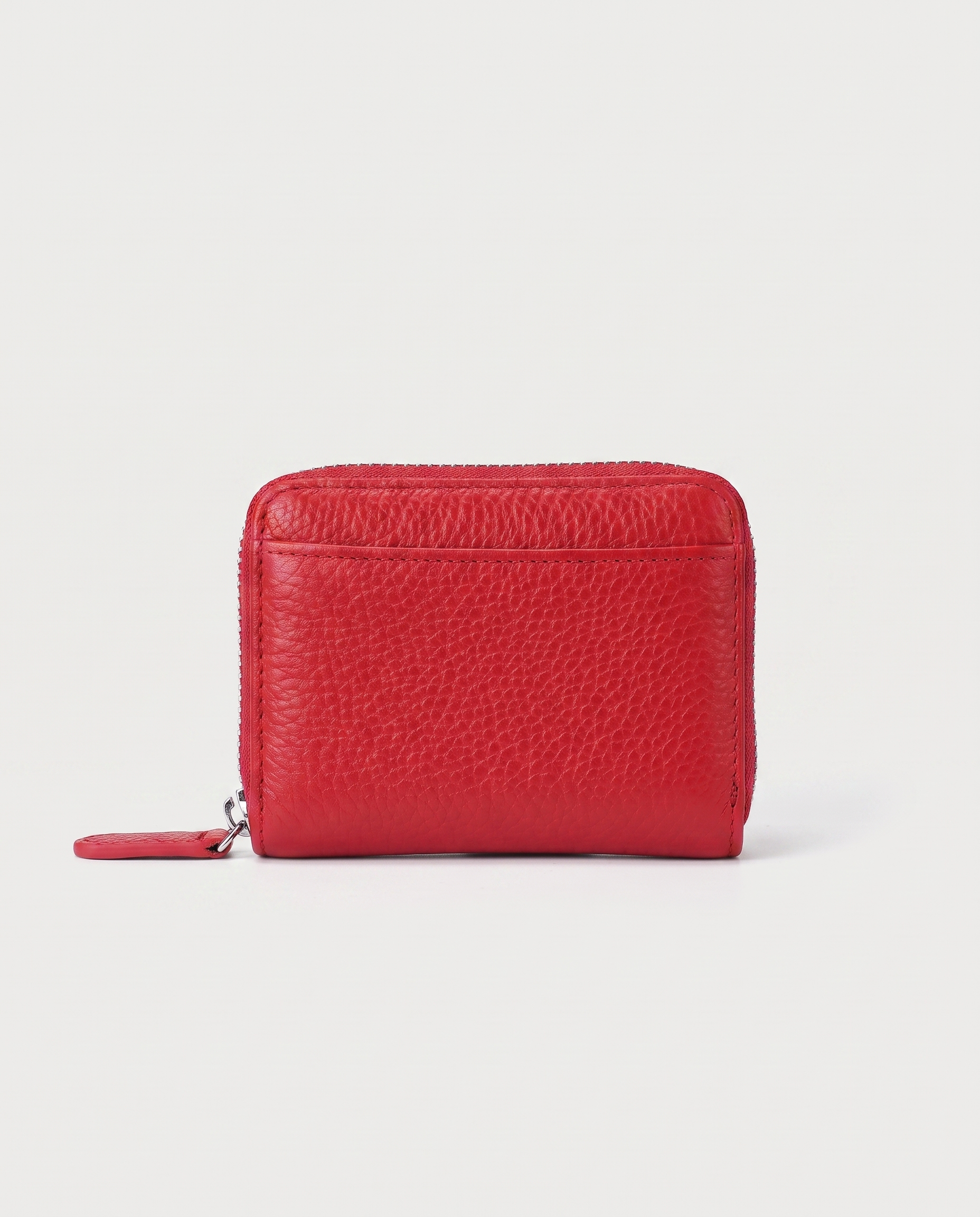 RFID Leather Card Wallet in red — front view, RABUKO