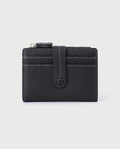 Plaid Compact Wallet in black — front view, RABUKO