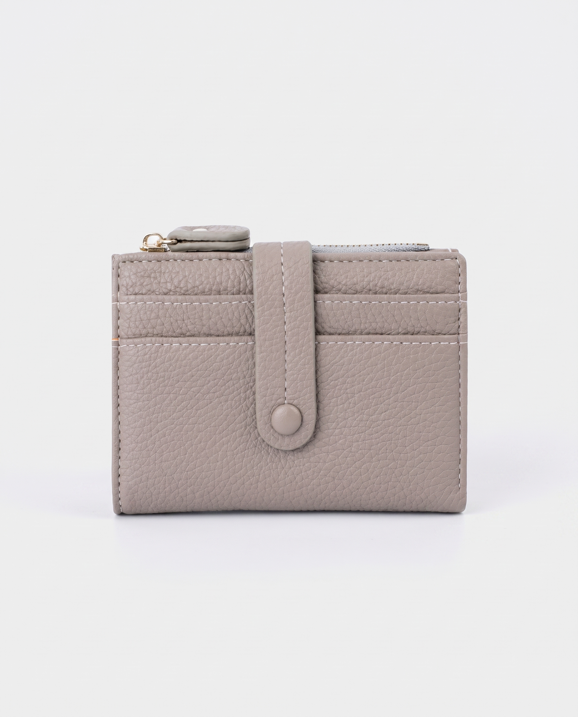 Plaid Compact Wallet in gray — front view, RABUKO