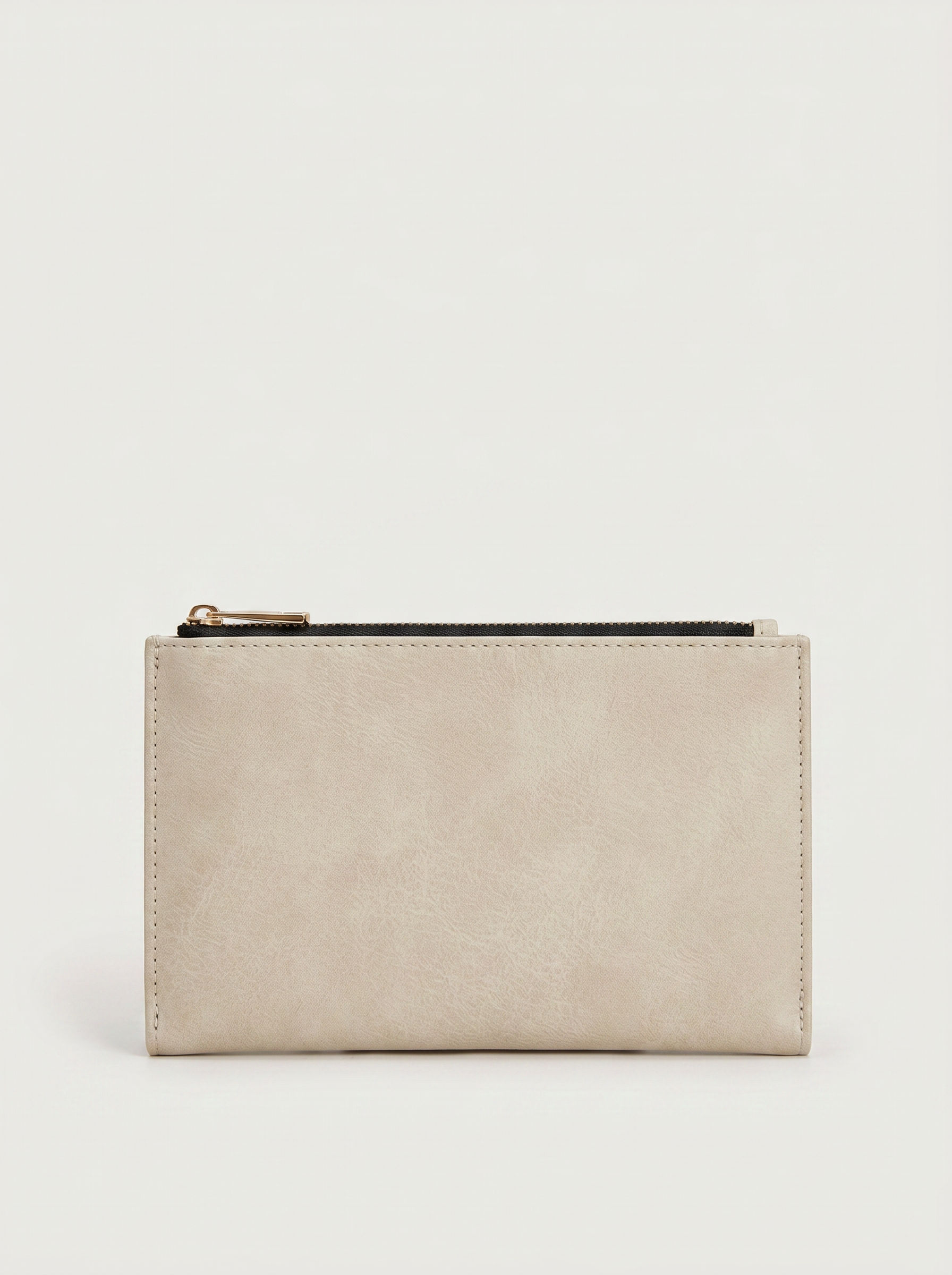 Slim Long Wallet in beige — front view, RABUKO