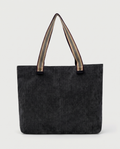 Corduroy Tote Bag in black — front view, RABUKO