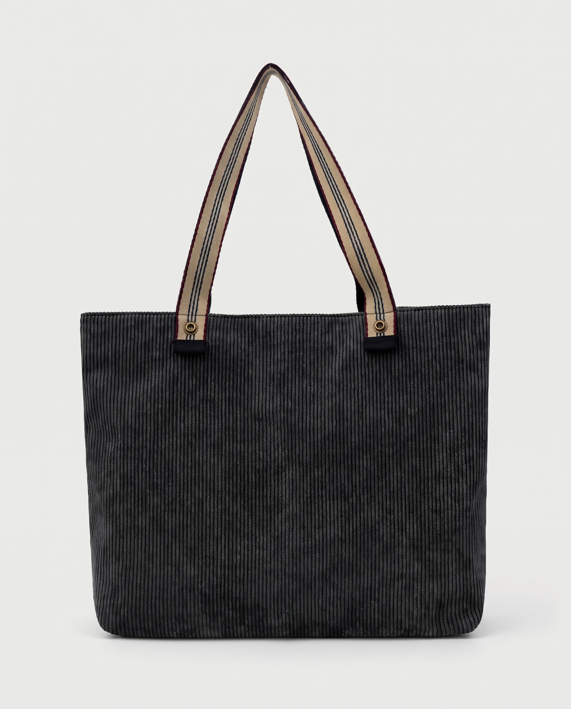 Corduroy Tote Bag in black — front view, RABUKO