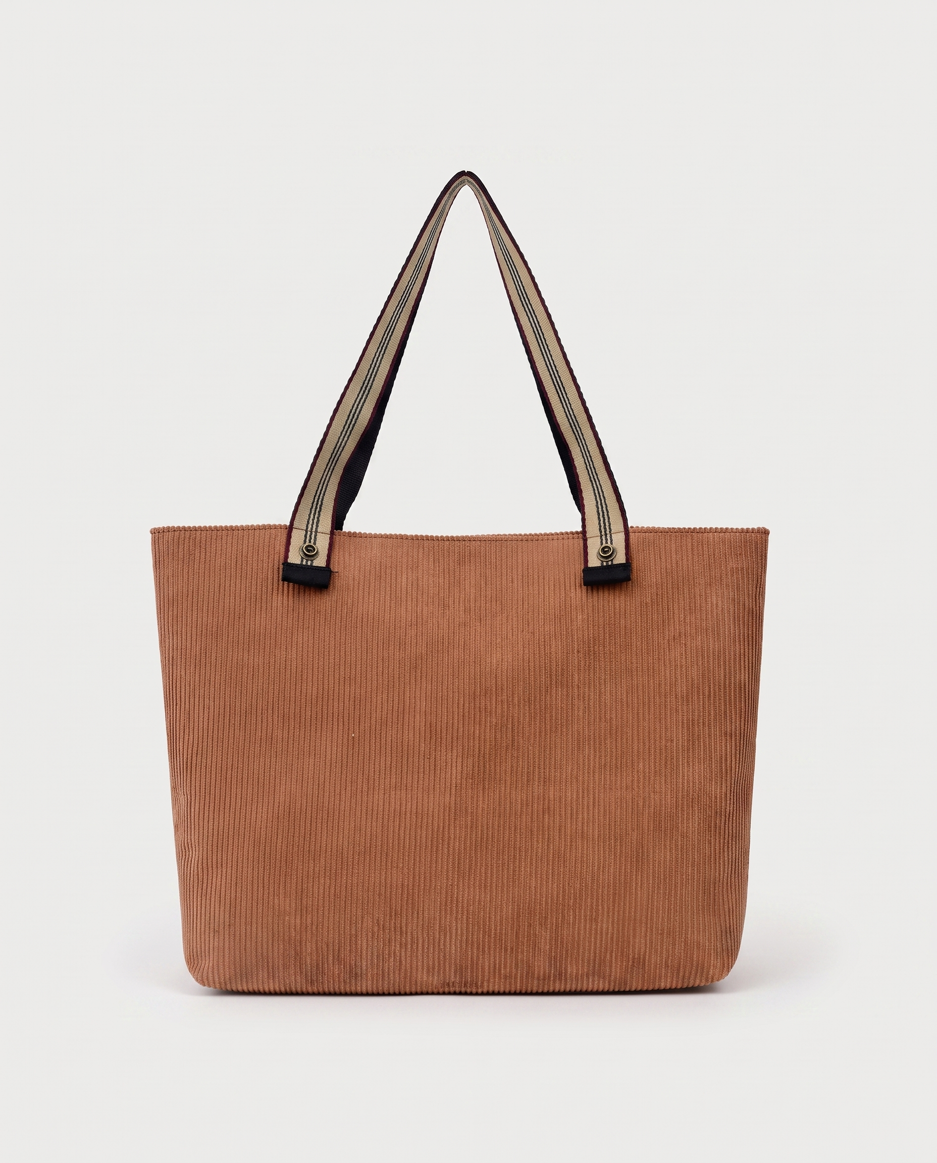 Corduroy Tote Bag in khaki — front view, RABUKO