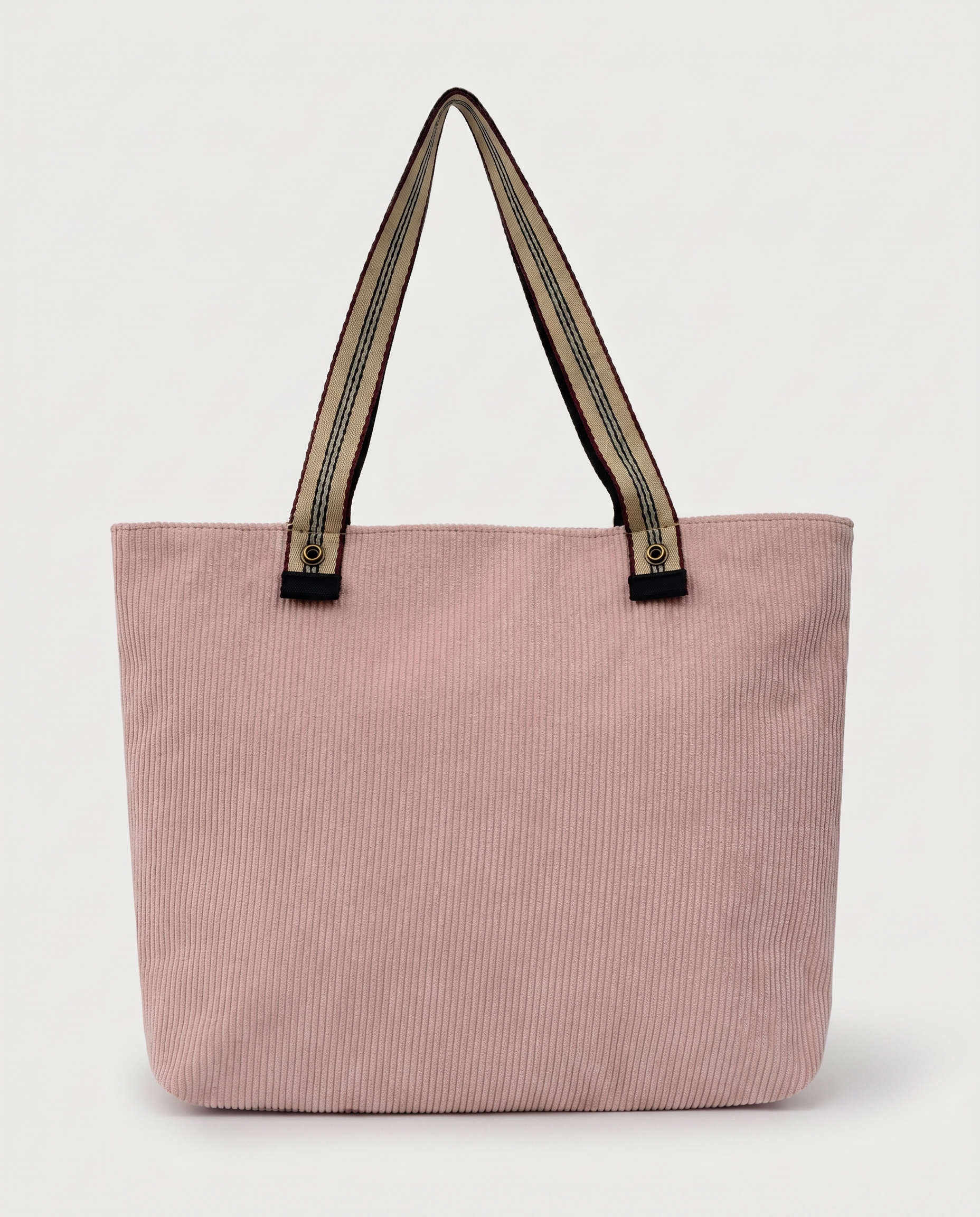 Corduroy Tote Bag in pink — front view, RABUKO