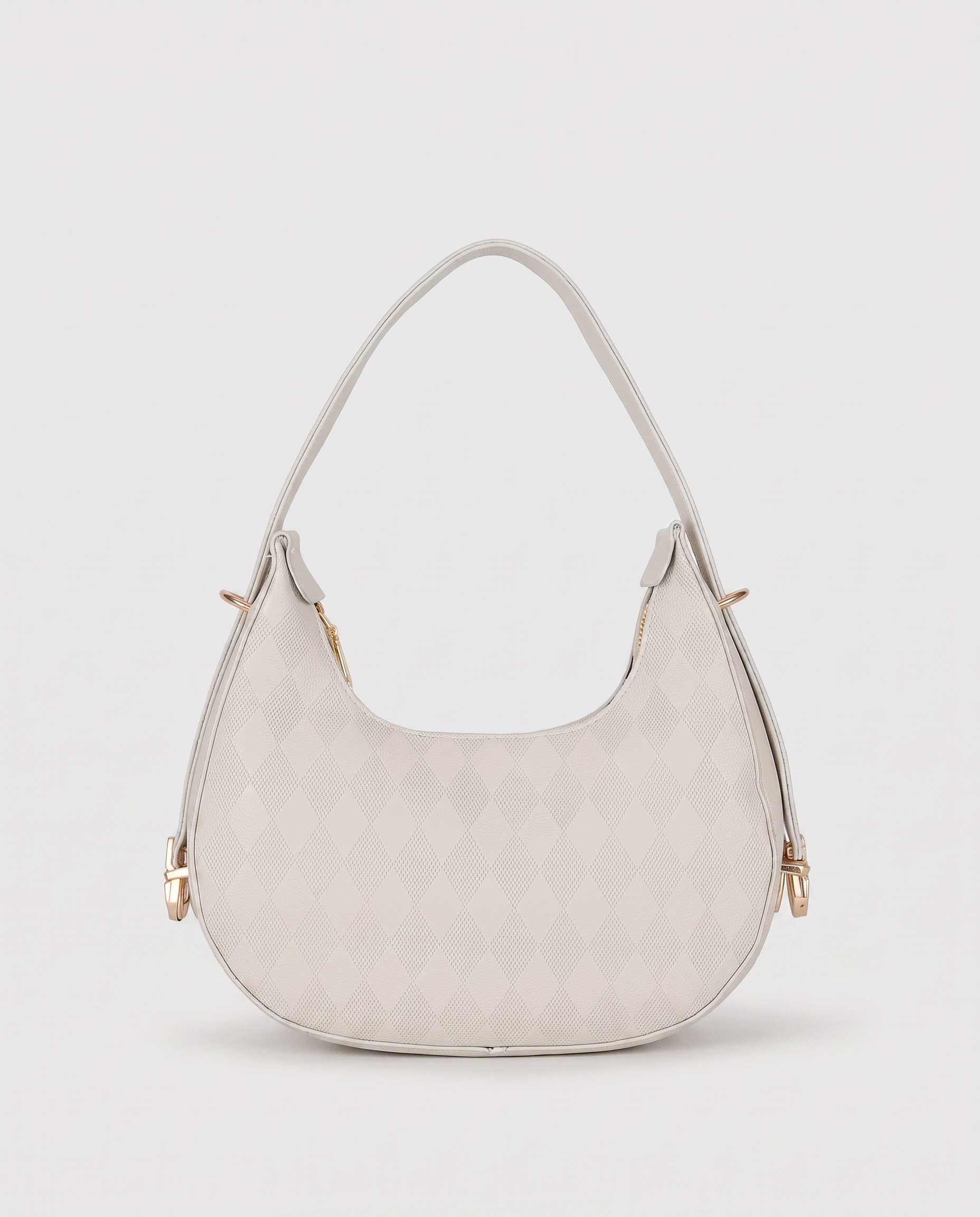 Stitched Flap Bag in white — front view, RABUKO