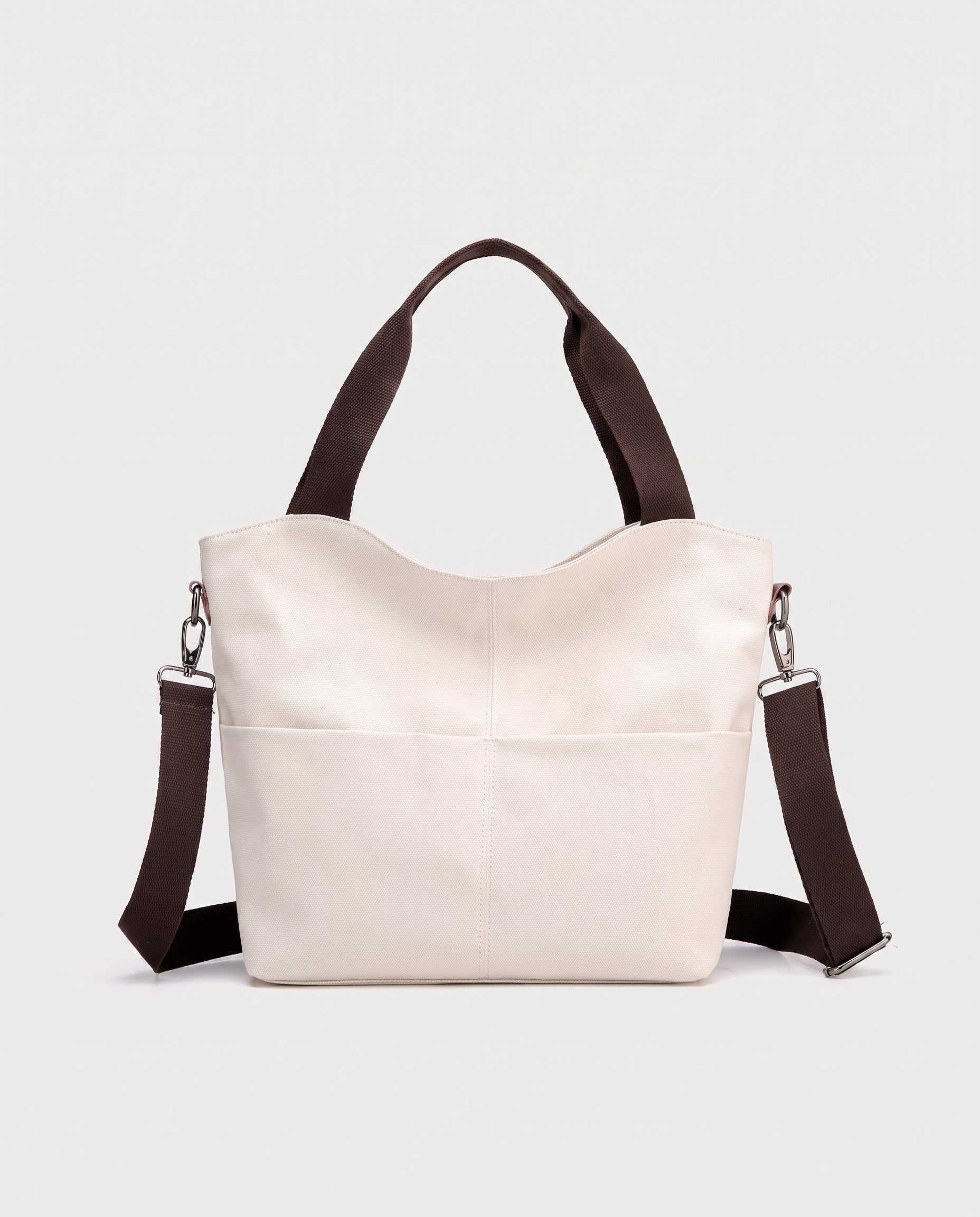 Canvas Shopper Bag in white — front view, RABUKO
