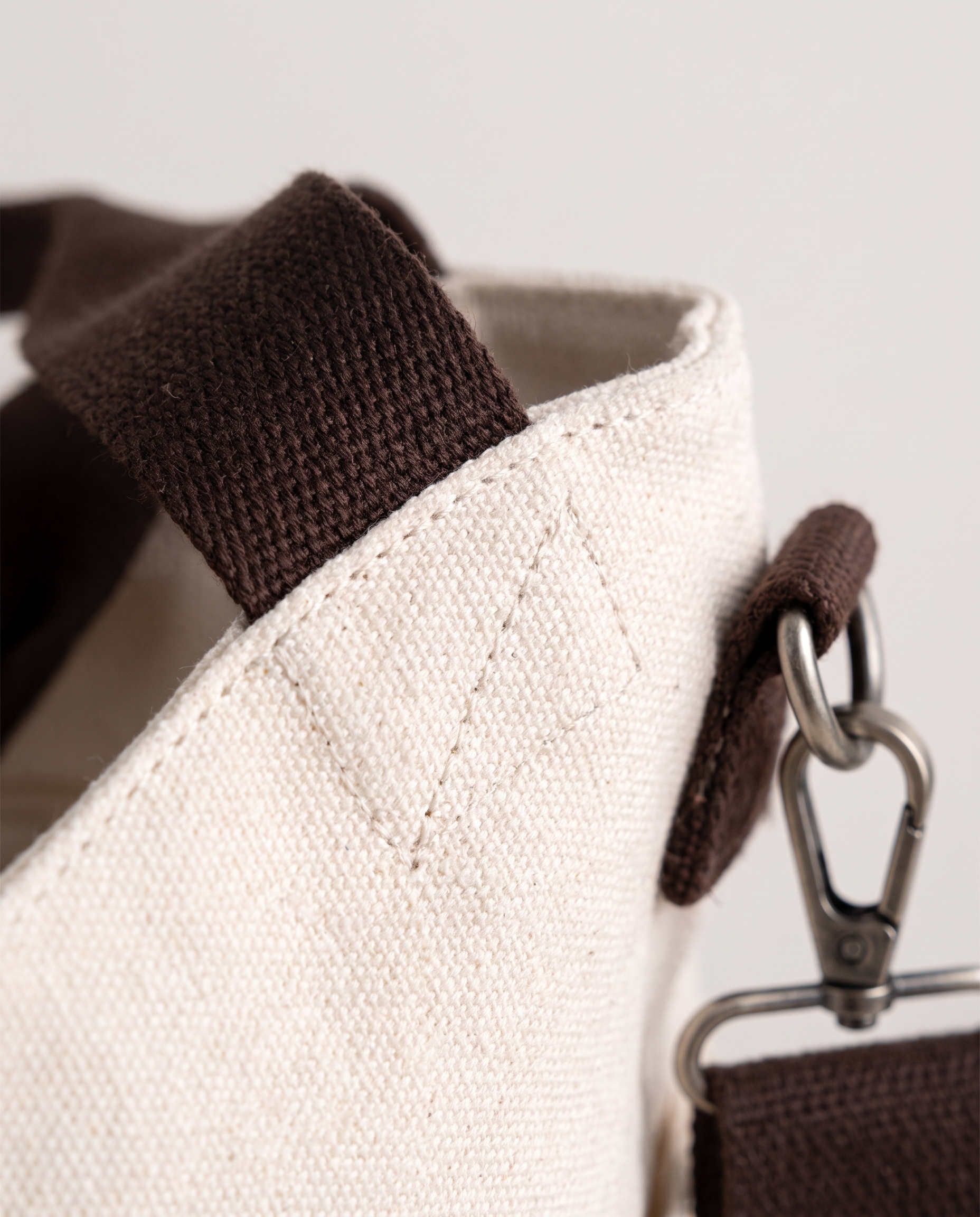 Canvas Shopper Bag in white — canvas texture detail, RABUKO