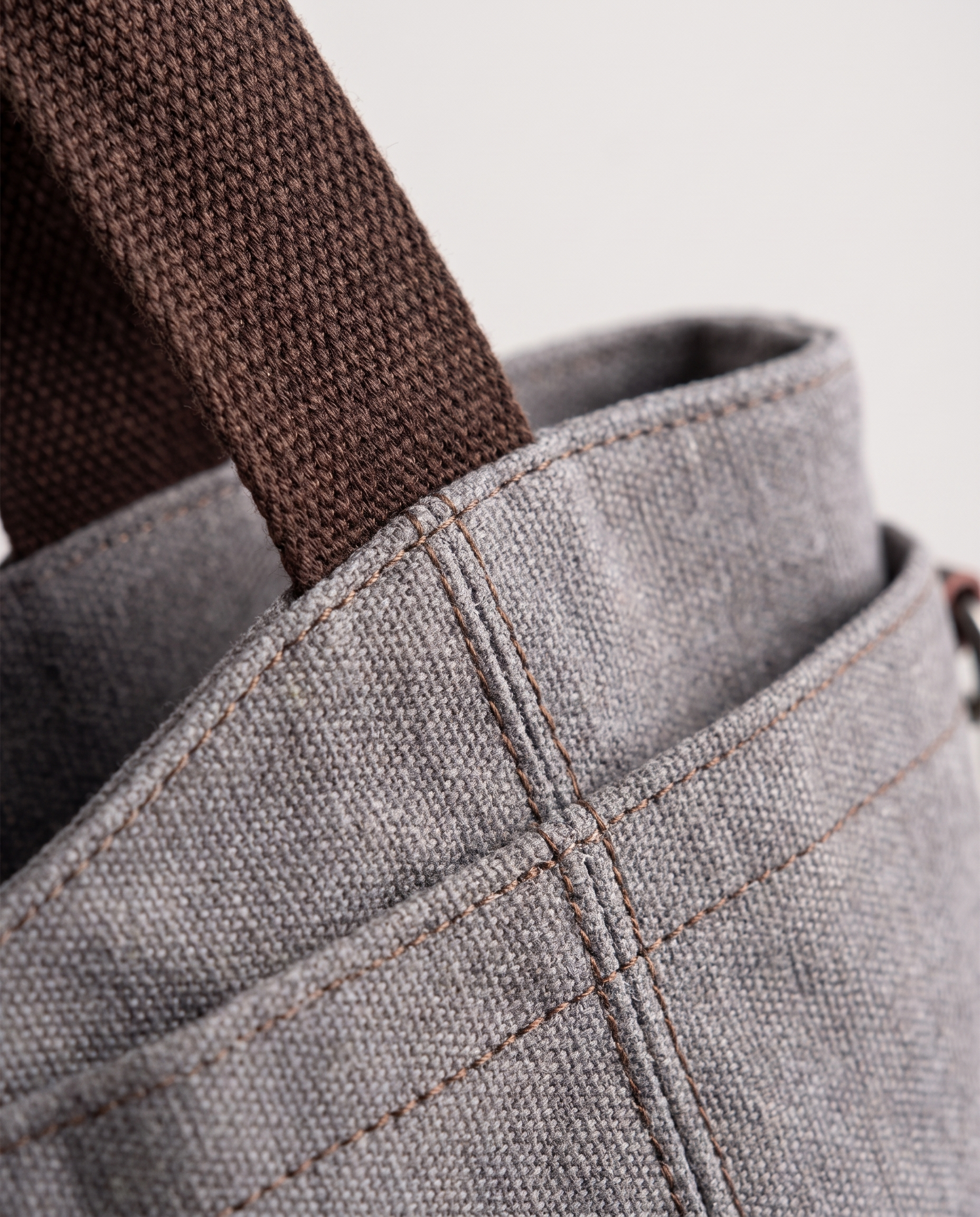 Canvas Shopper Bag in grey — canvas texture detail, RABUKO