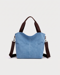 Canvas Shopper Bag in blue — front view, RABUKO