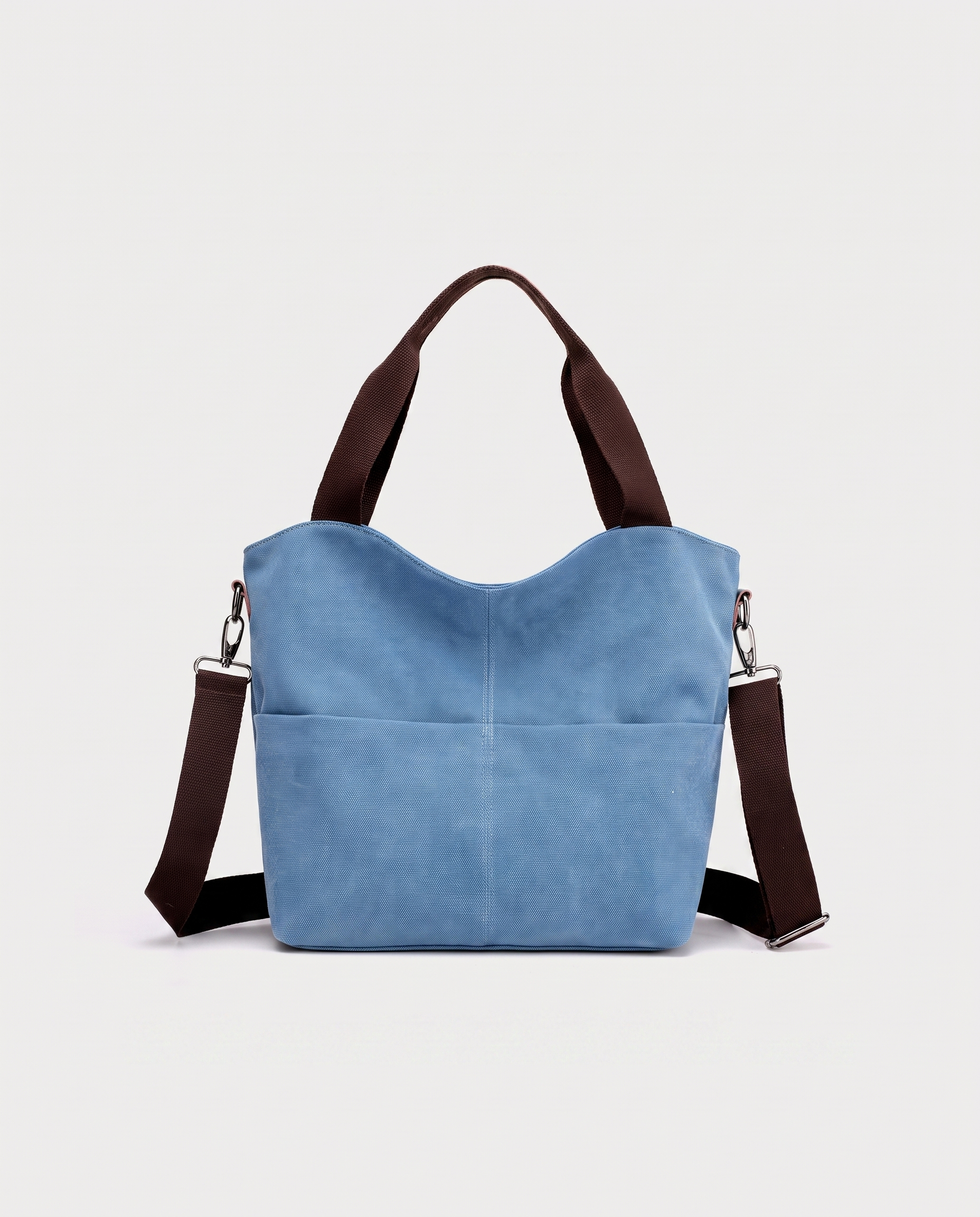 Canvas Shopper Bag in blue — front view, RABUKO