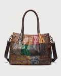 Embossed Leather Tote Bag — front view, RABUKO