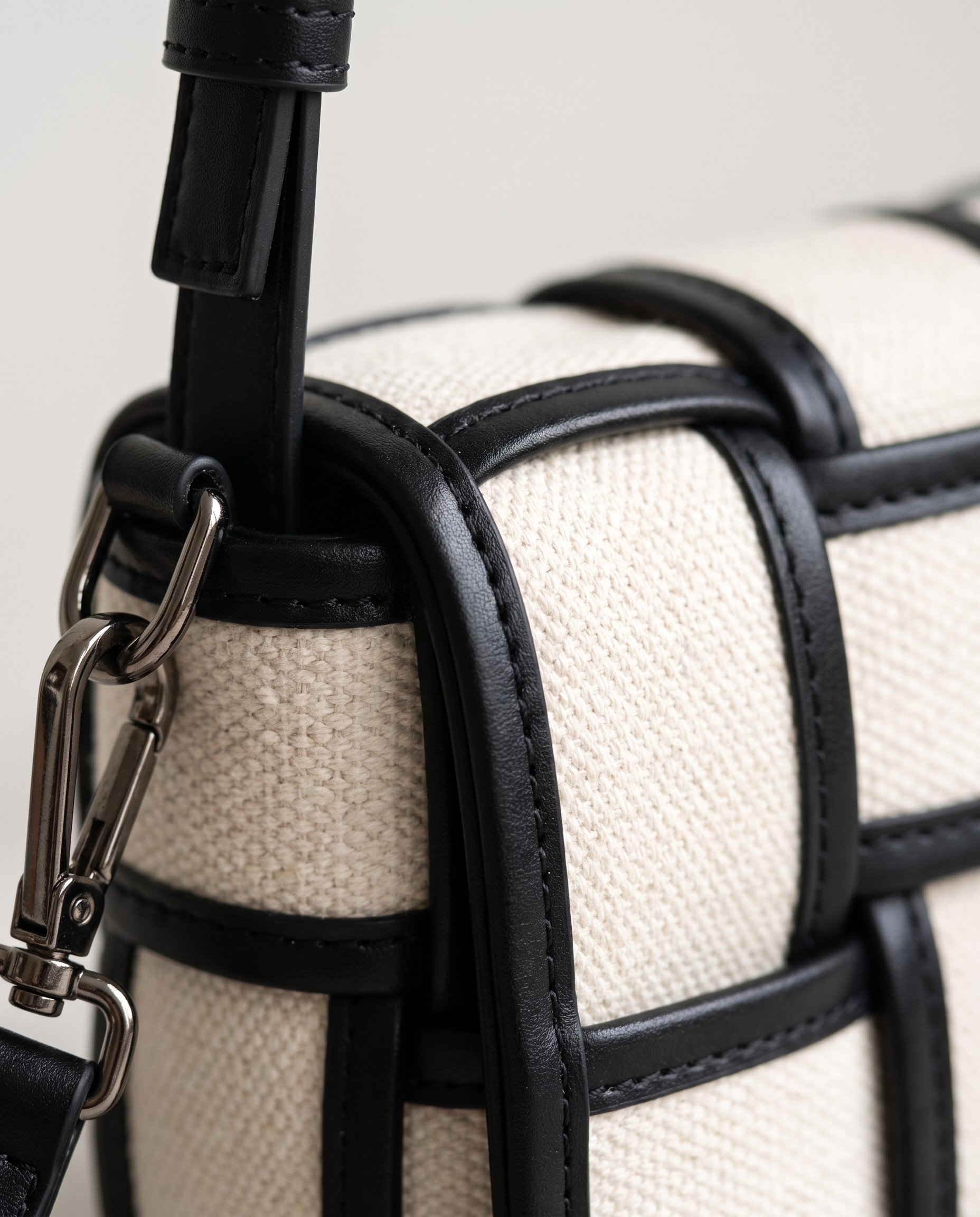 Two-Tone Canvas Bag — canvas texture detail, RABUKO