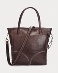 Soft Leather Shopper Bag in brown — front view, RABUKO