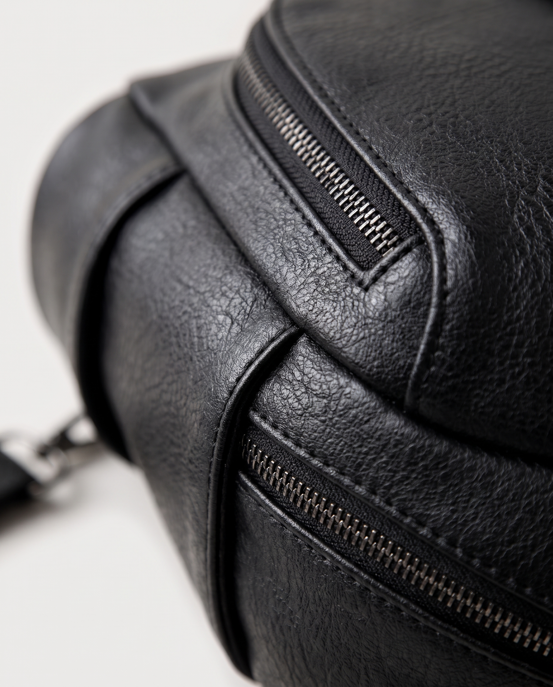 Minimalist City Backpack in black — texture detail, RABUKO