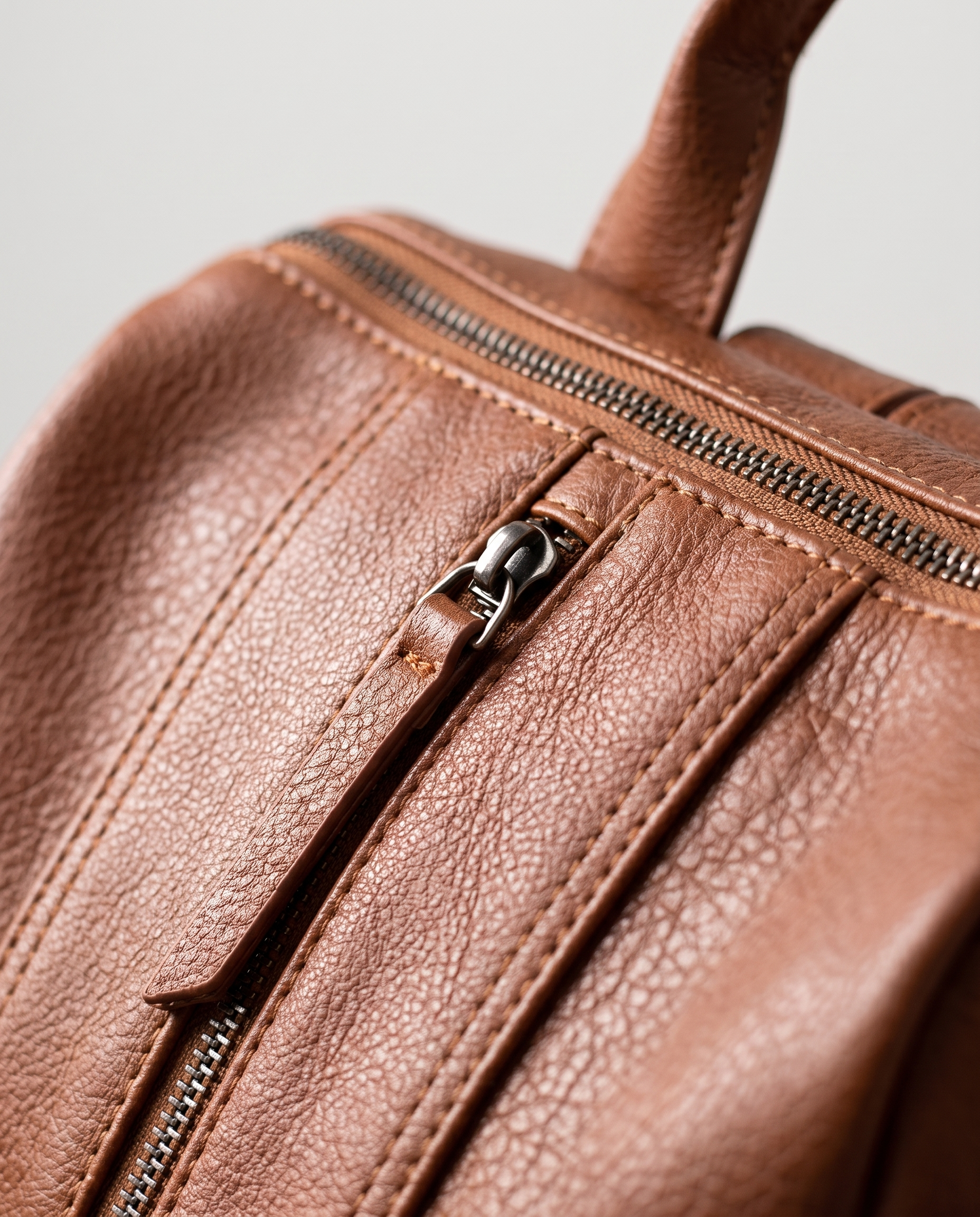 Minimalist City Backpack in brown — texture detail, RABUKO