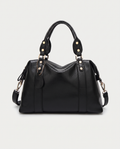 Lychee-Texture Shoulder Bag in black — front view, RABUKO
