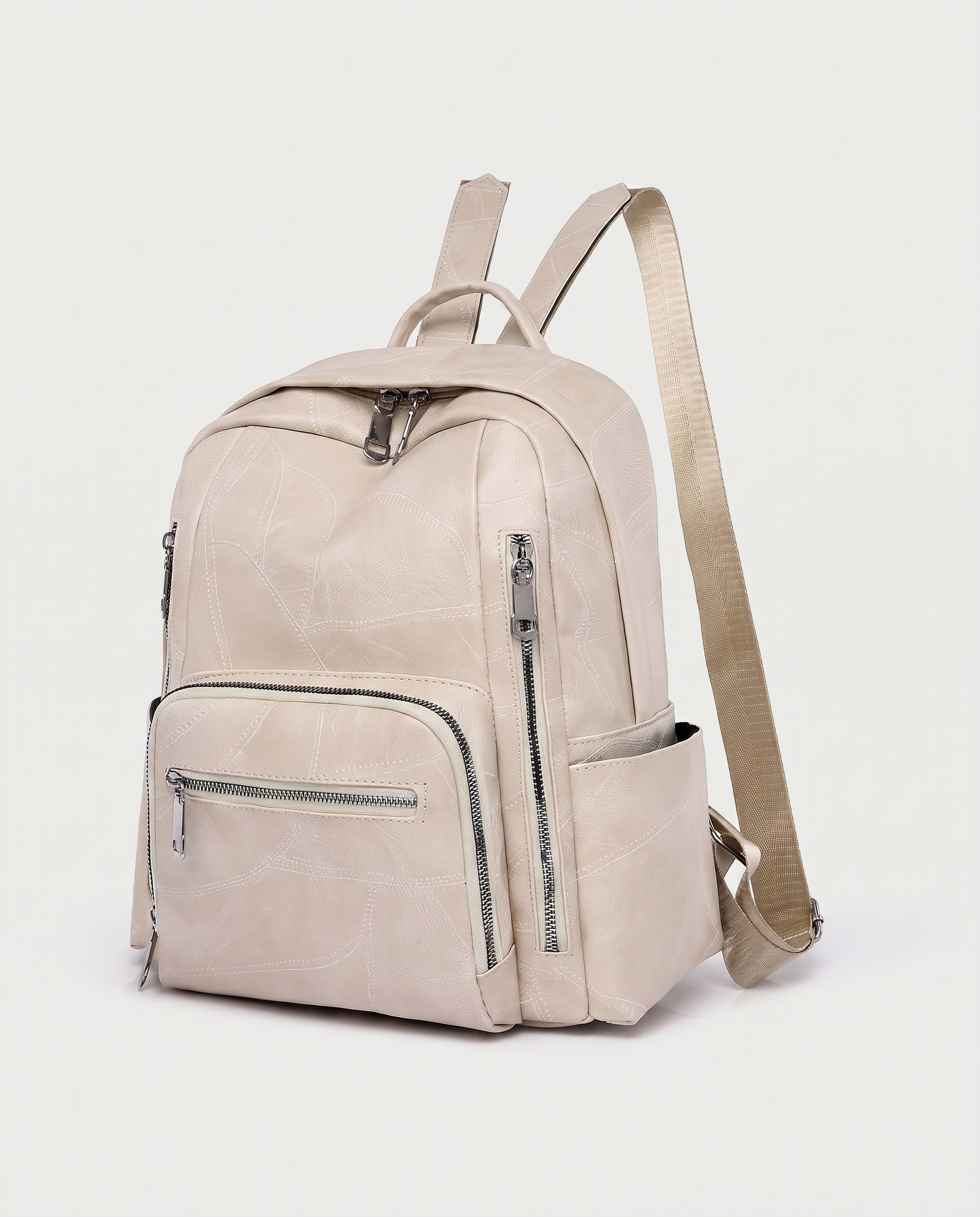 Retro Shoulder Bag in apricot — three-quarter view, RABUKO