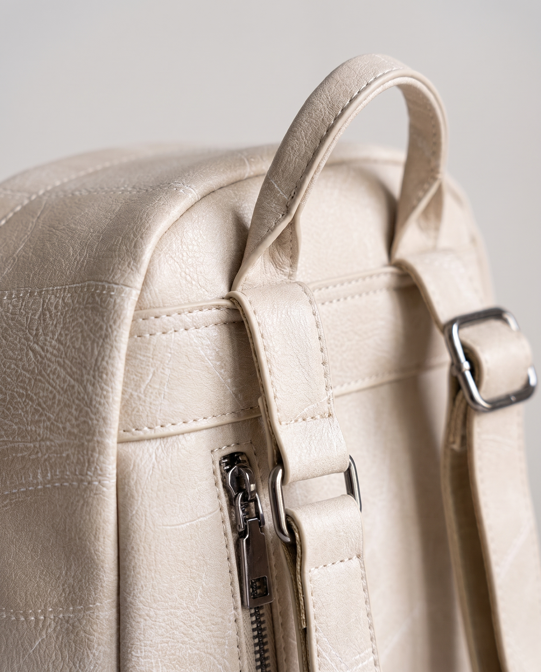 Retro Shoulder Bag in apricot — texture detail, RABUKO
