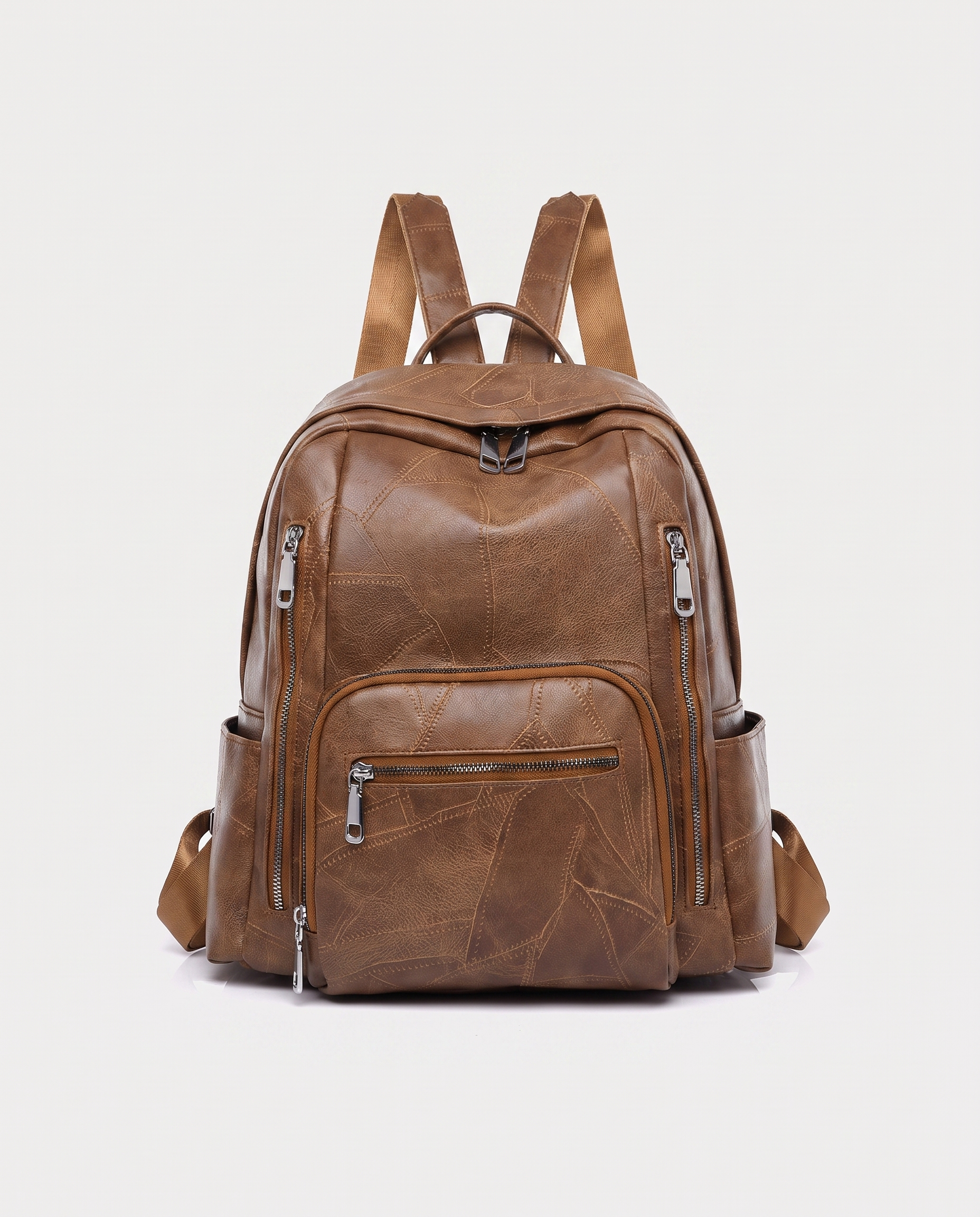 Retro Shoulder Bag in brown — front view, RABUKO