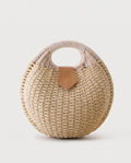 Rattan bag in beige — front view, RABUKO