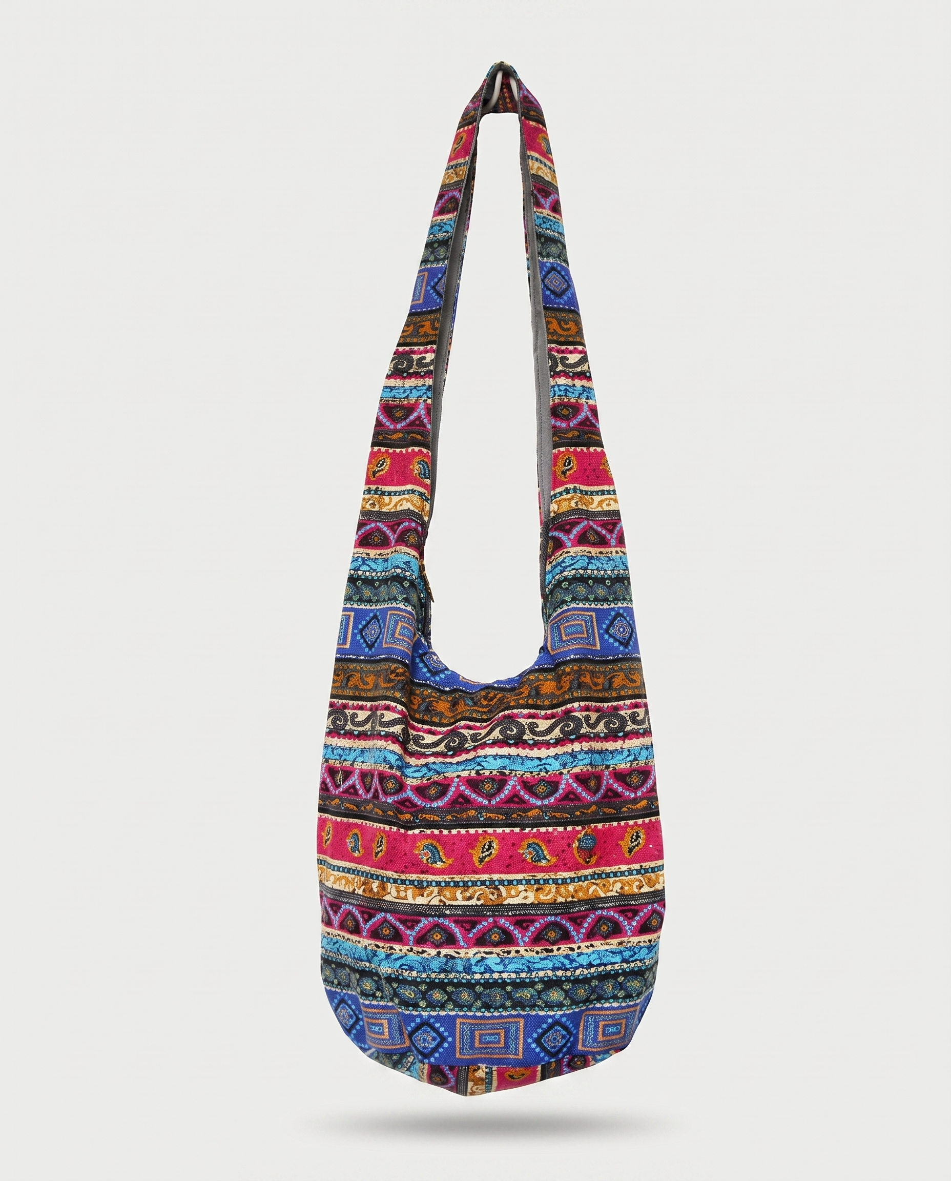 Print crossbody bag in colorful print — front view, RABUKO