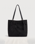 Casual shopper tote in black — front view, RABUKO