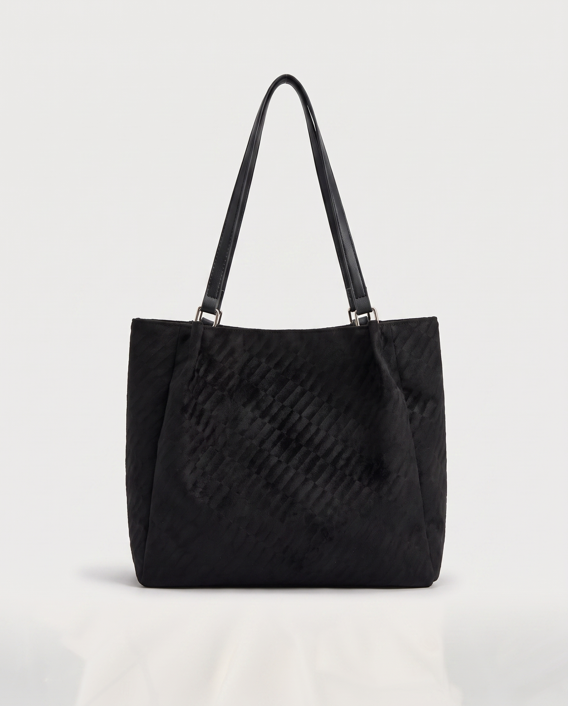 Casual shopper tote in black — front view, RABUKO