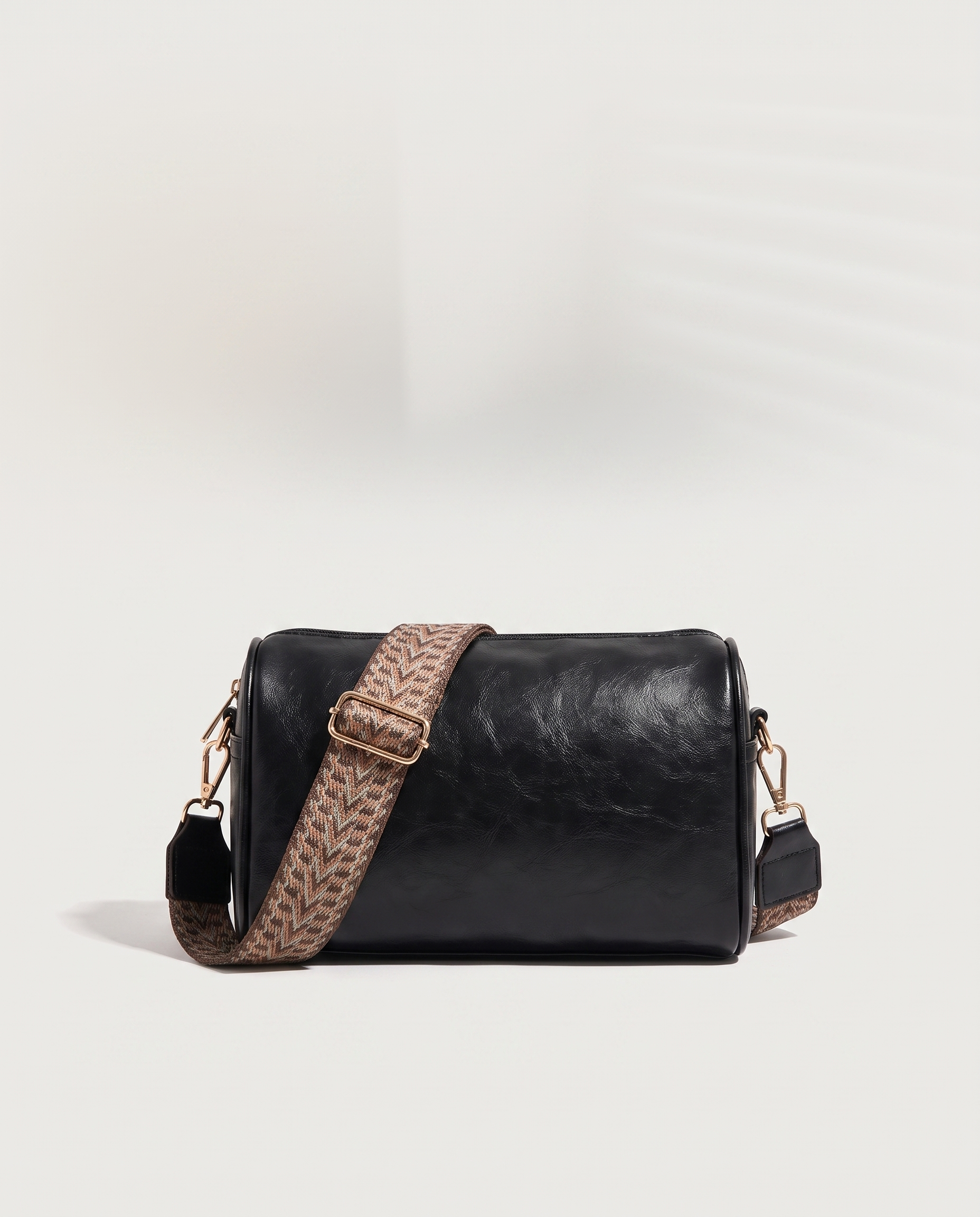 Retro mini tote in black — front view, RABUKO
