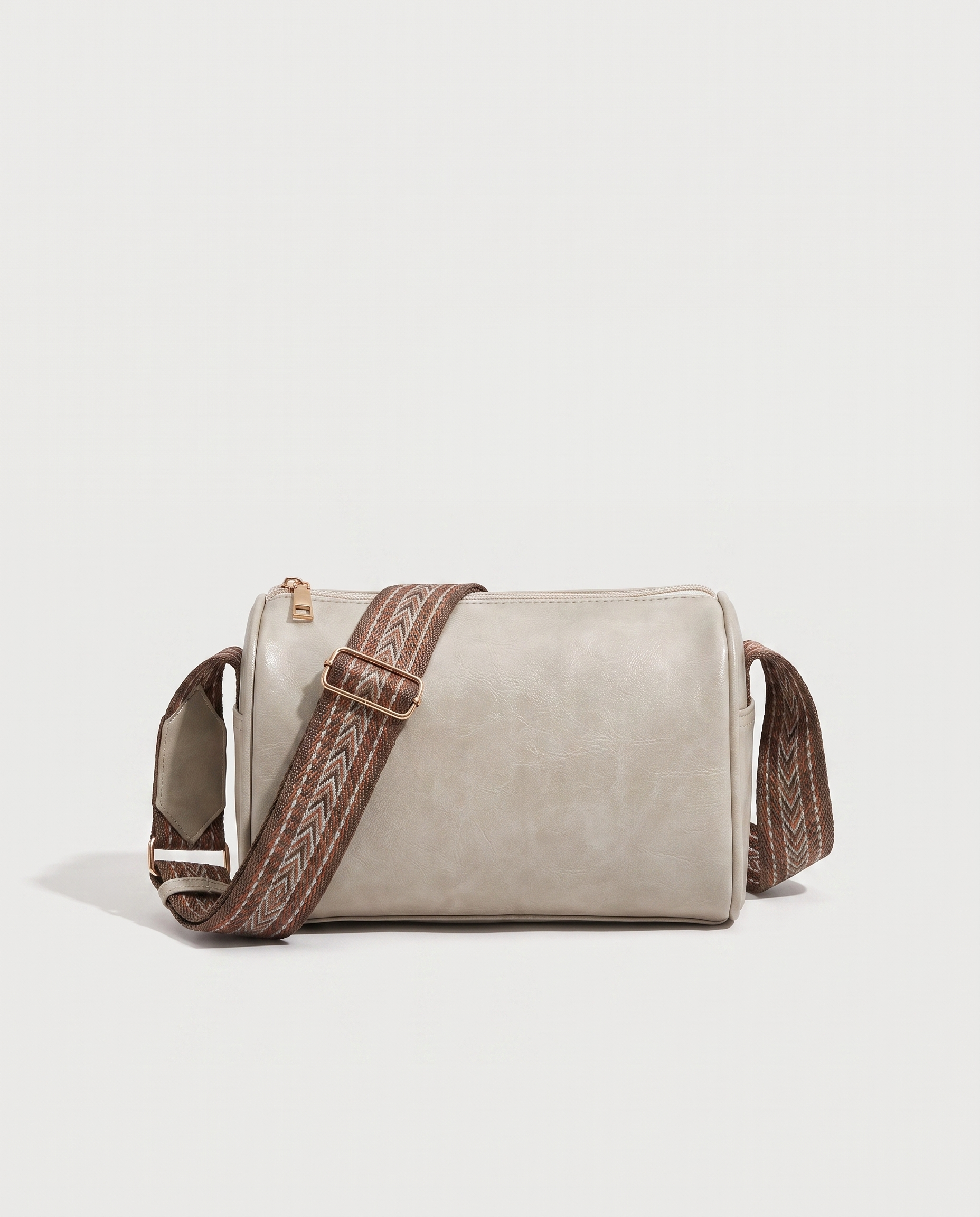 Retro mini tote in beige — front view, RABUKO