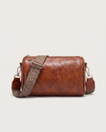Retro mini tote in brown — front view, RABUKO