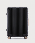 Aluminum frame suitcase in black — front view, RABUKO