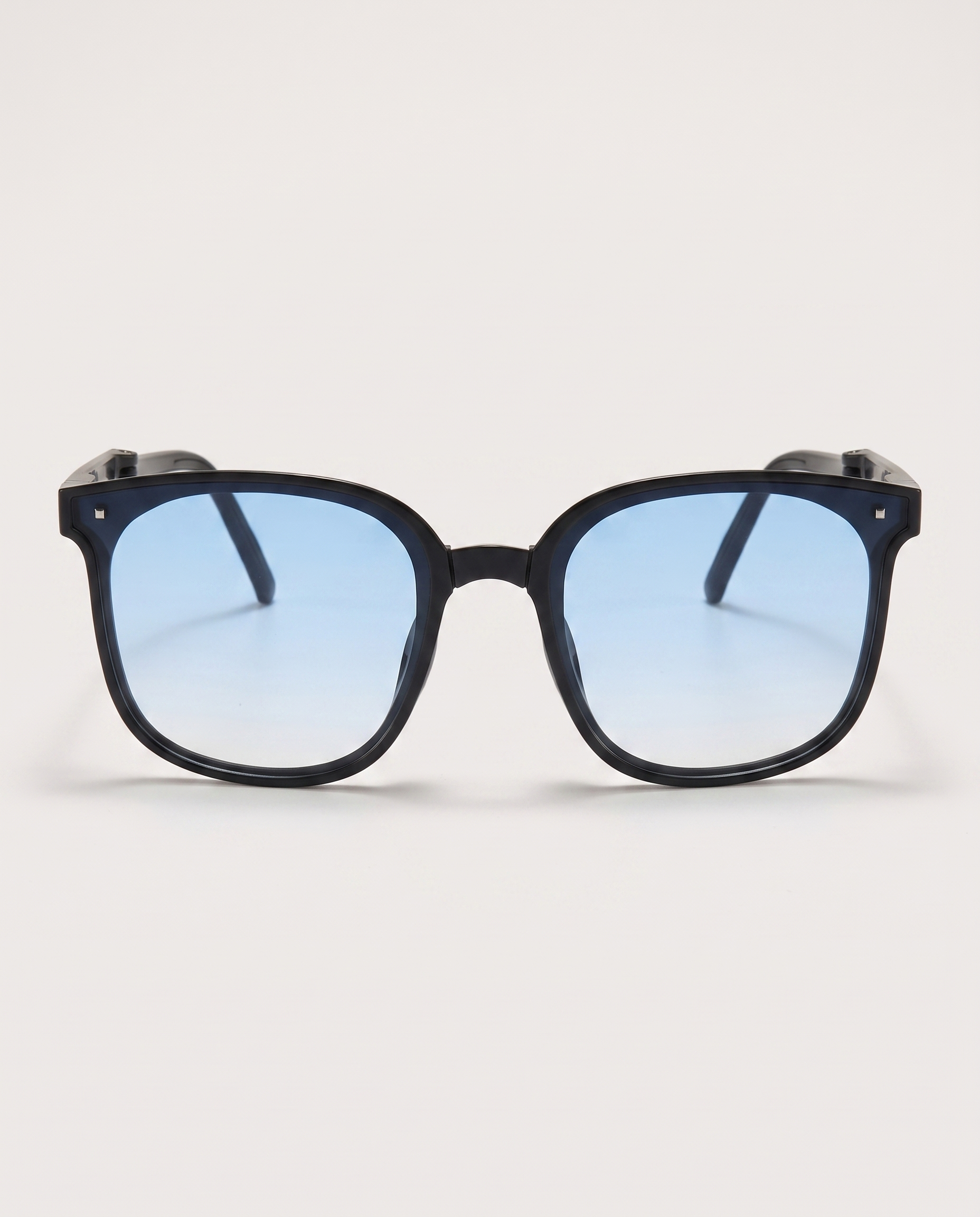 Folding sunglasses in blue — front view, RABUKO