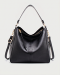 Hobo shoulder bag in black — front view, RABUKO