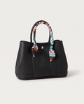 Scarf tote bag in black — front view, RABUKO